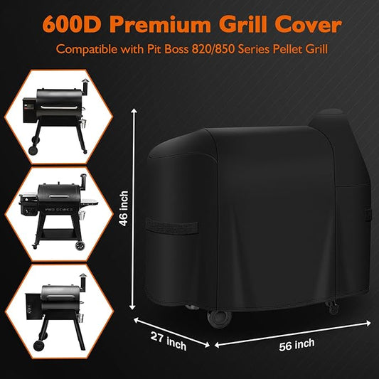 i COVER 600D Grill Cover for Pit Boss 820-850 Series, Heavy-Duty Premium Canvas BBQ Covers for PitBoss Smoker, Wood Pellet Cover for Pit-Boss Z-Grill 700, 820 Deluxe, Pro 850