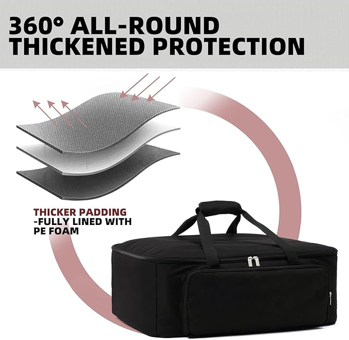Padded Carry Bag for Cuisinart CGG-180 Propane Grill with VersaStand, Portable Gas Grill Carry Case with Pocket for BBQ Accessories (Case Only)