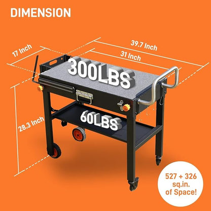 Heavy Duty Folding Grill Cart with Cover & Wheels | Compatible with 17/22" Blackstone Griddle, Mobile Outdoor Grill Stand with Large Storage for Camping, RV & Backyard Parties