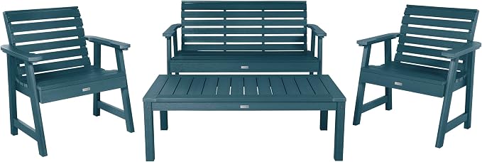 highwood Weatherly 4-Piece Garden Conversation Set, Nantucket Blue