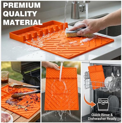 CAKETIME Silicone Grill Mats for Blackstone George Foreman Griddle Baking Cooking Kitchen Heat Resistant Camping RV Travel Essential Electric Fryer BBQ Gift Patio Park Garden Outside Summer Must Have