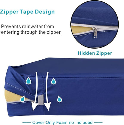 NettyPro Patio Bench Swing Loveseat Cushion Covers, Water Resistant UV Protection Outdoor Furniture Cushion Slipcovers with Zipper, Navy, 45 x 18 x 3 Inch