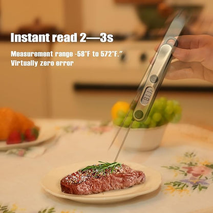 Grill Lights and Meat Thermometer, BBQ Light with10 LED Lights and an Aluminum Clip, Perfect for barbecues. Kitchen Food Thermometer, Instant Read Meat Thermometer