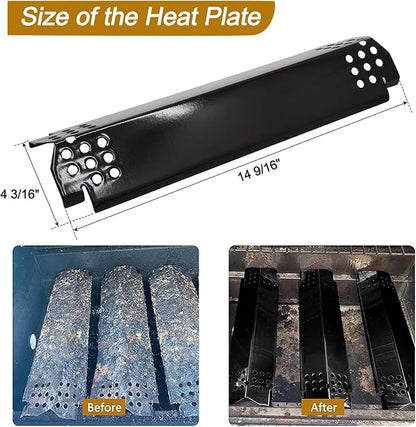 Hiorucet Grill Replacement Parts for Nexgrill 5 Burner 720-0888, 720-0888N, Nexgrill 720-0830H, 720-0864 Models, 5-Pack Porcelain Steel Heat Shields, Burner Tubes and Grill Igniters for Members Mark.