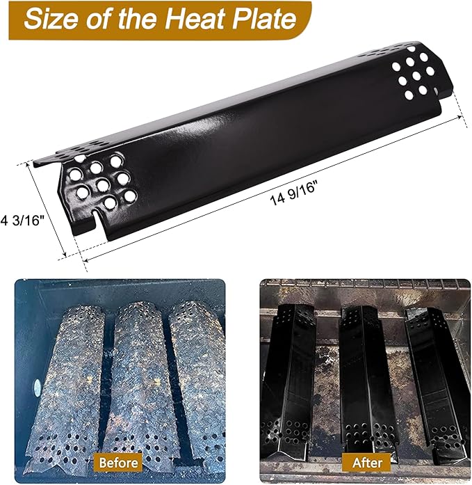 Grill Replacement Parts for Nexgrill 5 Burner 720-0888, 720-0888N, Nexgrill 4 Burner 720-0830H, Members Mark 720-0882D, Porcelain Steel Heat Plate Shields and Burner Tubes Replacement Kit.(5-Pack)