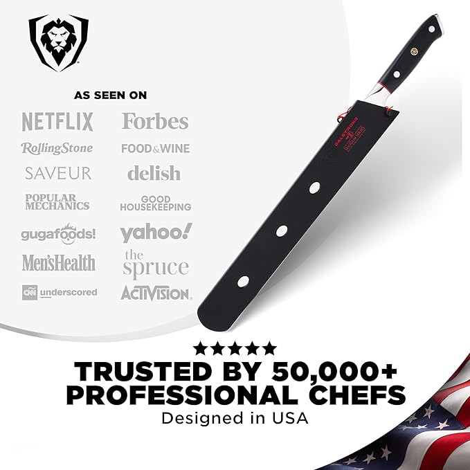 Dalstrong Carving Slicing Knife - 12 inch - Shogun Series ELITE - Granton Edge - Japanese AUS-10V Super Steel Kitchen Knife - Damascus - Vacuum Treated - Slicer Kitchen Knife - Sheath Included