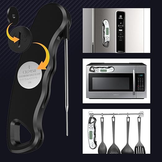 GDEALER Meat Thermometer Digital Instant Read Food Thermometer Waterproof Ultra-Fast for Grill Cooking Kitchen with Backlight & Calibration
