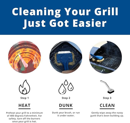Grill Rescue BBQ Replaceable Scraper Cleaning Head, Bristle Free Grill Brush- Safe, Durable and Unique Scraper Tools for Cast Iron or Stainless-Steel Grates, Barbecue Cleaner (GB3000)
