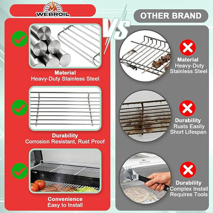 Grill Warming Rack for Captiva Designs 4-Burner Propane Gas BBQ Grill with Side Burner, Hanging Upper Rack Replacement Parts for Captiva Designs Grill Accessories, Stainless Steel 1 Pack