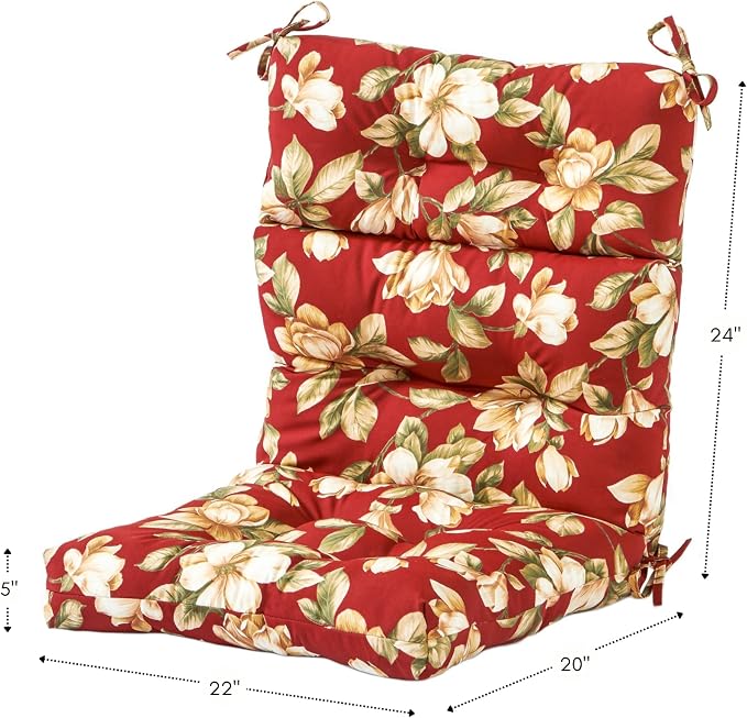 Greendale Home Fashions Outdoor 44x22-inch High Back Chair Cushions (Set of 2), Tuscan Floral