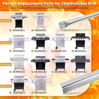 Grill Repair Kit for Char-Broil Performance 463448021 463365021; 4/5 Burner | Fits 463450022, 463451022, 463352521, 463366022; 15.5" heat plates, 15.3" burners, igniters; G325-0002-W1, G327-2100-W1