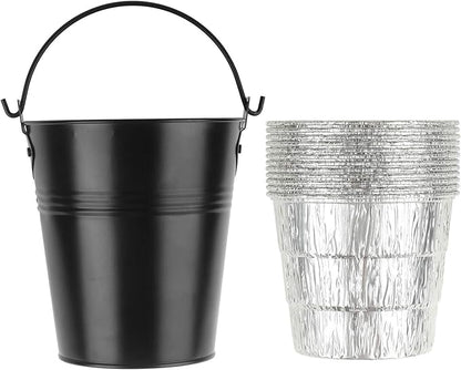 Drip Grease Bucket and 12-Pack Liners for Traeger 20/22/34 Series, Pit Boss etc Pellet Grill Smoker (Black 12)