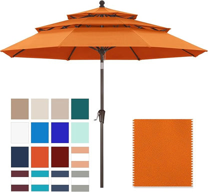 ABCCANOPY 5-Year 10-Year No Fading 9FT 3 Tiers Patio Umbrella, Outdoor Table Umbrella with 8 Sturdy Ribs for Deck, Backyard, Garden, Yard
