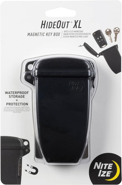 Nite Ize Hideout Magnetic Key Box - Waterproof Key Hider - Magnetic Key Holder & Box - Waterproof Key Storage for Spare Keys - Black, Extra Large