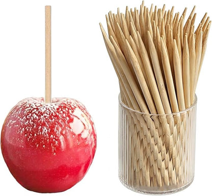 HANSGO 100PCS Candy Apple Sticks, 6 mm 5.25 inch Bamboo Skewers for Caramel Apple Cotton Candy Sticks Lollipop BBQ Corn Dog, Fall Harvest Festivals Party Favor