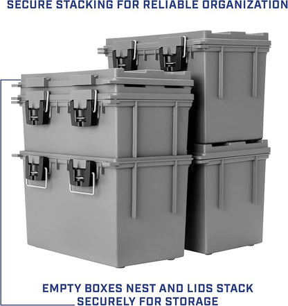 Sheffield XL Ammo Box Made in USA, Stackable Lockable Ammo Storage Box | 4 Pack Lockable Storage Box, Water and Dust Resistant Dry Box, Secures Hunting Gear, Gun Accessories, Supplies, and Bullets