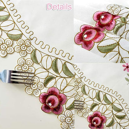 LeLehome Set of 4 Flower Embroidered Placemats, Oblong Red Rose Lunchmats Place Mats, Home Kitchen Dining Restaurant Party Indoor Decor Table Mats, 18 Inch X 12 Inch