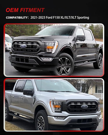 ‎MODIPIM 5PCS White LED Front Grille Lights for Ford F150 XL/XLT/XLT Sporting 2021-2023 Front Grill Smoked Lens Running Light Kit with Wiring Harness