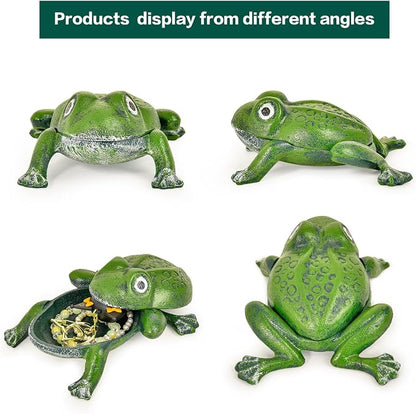 Sungmor Cast Iron Outdoor Frog Key Hider, Garden Statue–Antique Green | Hide Spare Key Holder for Outside, Small Garden Frog Statue Lawn Ornament, Indoor Decoration Jewelry Trinkets Box
