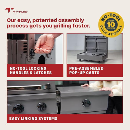 Tytus Fresno 66" 5-Burner Propane or Nat Gas Island Grill, 60K Total BTUs | Pre-assembled for fast install, 864 sq inch cooking area with Side Burner, Storage, Ice Bucket, On Wheels - Gunmetal Island