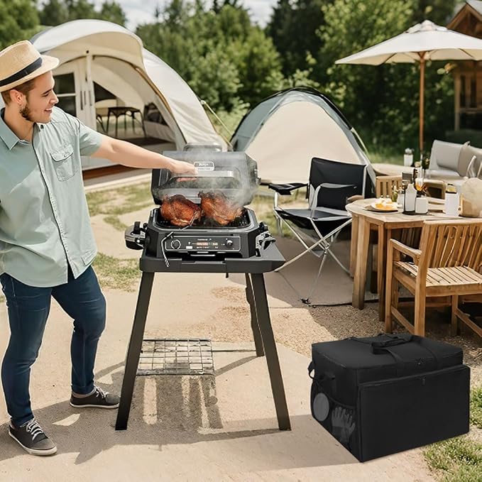 Grill Carry Bag Compatible with Ninja OG951 OG850 Woodfire Pro XL Outdoor Grill & Smoker, Heavy Duty Water Resistant Outdoor BBQ Grill Bag, with Multi-pockets and Padded Handle