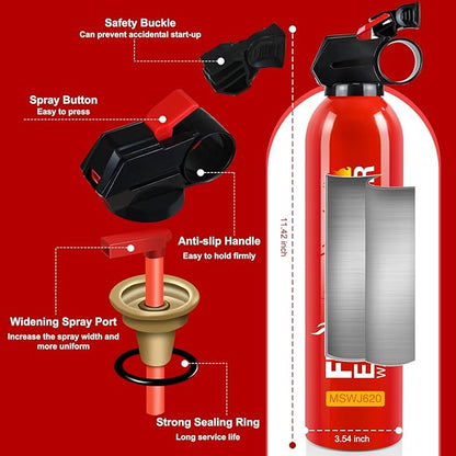 Fire Extinguishers with Mount Bracket - 12 Pack Small Portable Fire Extinguisher for Home, Kitchen, Car, Boat, RV, Vehicle - 620ml Water-Based Fire Extinguisher for Class A, B, C, K Fire