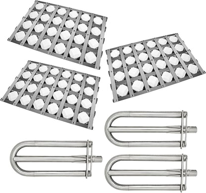 Grill Burners Grill Briquette Tray for Alfresco ALX2-30CD, ALX2-42C, ALX2-42RFG, ALX2-56, ALX2-56BFG, 18” BBQ Pipe Tubes Ceramic Briquettes Grill Replacement Parts Stainless Steel
