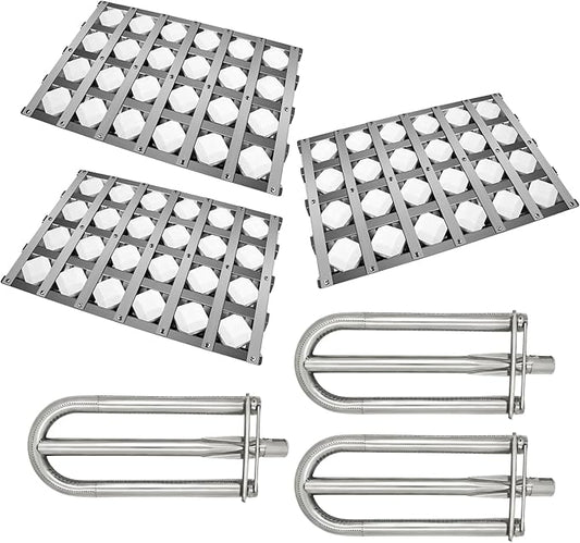 Grill Burners Grill Briquette Tray for Alfresco ALX2-30CD, ALX2-42C, ALX2-42RFG, ALX2-56, ALX2-56BFG, 18” BBQ Pipe Tubes Ceramic Briquettes Grill Replacement Parts Stainless Steel