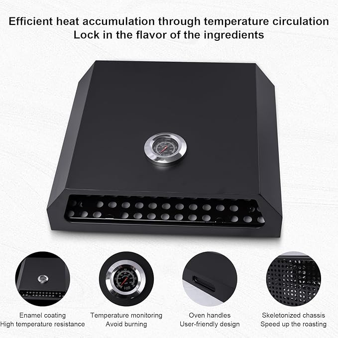 Pizza oven for grill: blackstone pizza oven with Iron baffle, Grill top Pizza grill Built-in Thermometer suitable for Crispy Backyard Homemade Pizza