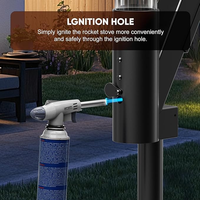 Rayzi New Rocket Stove 58 Inch, Smokeless Wood Pellet Patio Heater, Wood Pellet Fire Pits for Outside, Portable Pellet Heater for Patio/Garden/Backyard/Outside Restaurant/Bonfire Party/Beach
