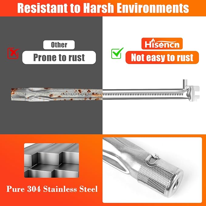 69785 Grill Burner for Weber Spirit I & II & GS4 Spirit II 200 Series, Spirit E-210, E-220, Spirit S-210, S-220 Gas Grills with Up Front Controls, 304 Stainless Steel Weber Grill Parts