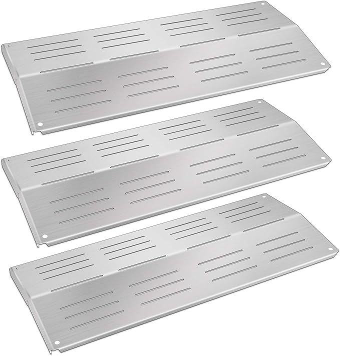 BBQ Gas Grill Replacement Parts, Stainless Steel Grill Heat Plates Burner Cover Heat Shield Repair Kit for Charbroil 4632210, Grand Hall Y0202XCLP17, Bakers & Chefs, 17 1/16” x 7 5/8", 3-Pack