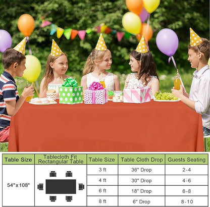 Smiry Disposable Table Cloth - 15 Pack, 54 x 108 Inch Waterproof Rectangle Tablecloths for Parties, Decorative Plastic Table Cover, Leakproof & Sturdy, Burnt Orange