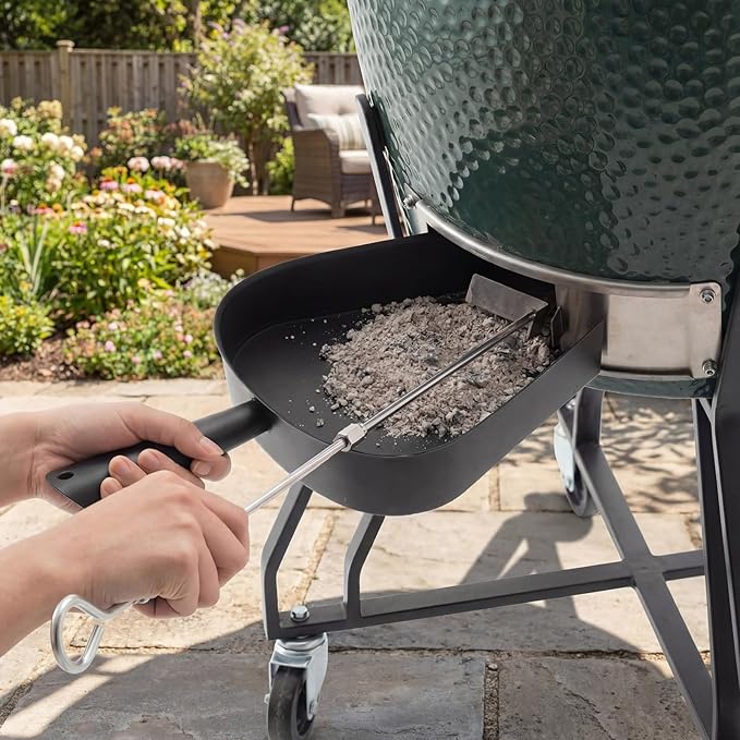 Chengu 5-Piece Charcoal Grill Ash Tool Set with Ash Pan, Poker Rake, Grate Lifter, Scraper & Brush for Charcoal Smoker and Wood Burning Stove, Stainless Steel BBQ Cleaning Kit