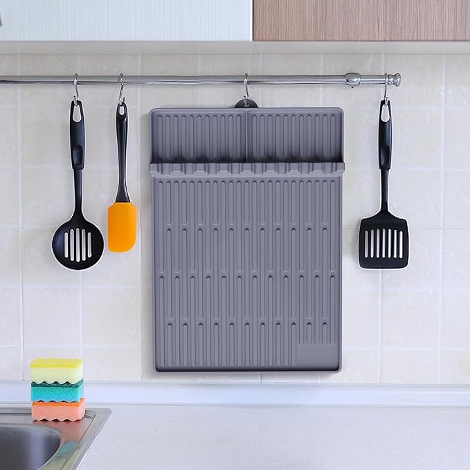 Grill Pad Compatible with Blackstone, Silicone Griddle Tools Mat, Heat Resistant Spatula Mat, BBQ Grill Tool Pad, Blackstone Griddle Accessories for Kitchen, Cooking & Countertop（Grey）