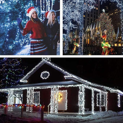 MZD8391 105FT 300LED Christmas Light, Waterproof Christmas Tree Light White | 100% UL List, 8 Light Mode,Timer & Memory, End To End Connect, Christmas String Light Oudoor Indoor, Christmas Fairy Light