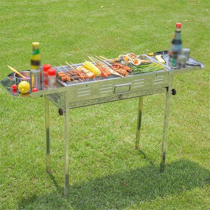 Outdoor Home Stainless Steel Japanese BBQ Grill Folding Charcoal Grill Large Size Portable Charcoal Grill for Camping BBQ Grills Outdoor Barbecue Grill,AsShow-D