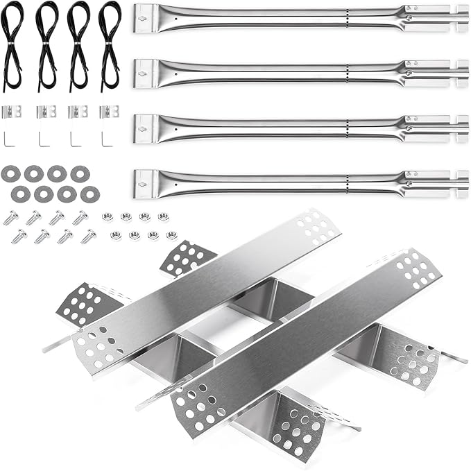Replacement Parts for KitchenAid 720-0733/720-0733A/720-0954, Grill Parts Kit for KitchenAid 4 Burner Gas Grills 740-0781/740-0780/720-0745/720-0745B, 4 Burners + Heat Plates + Igniter Electrode Kit