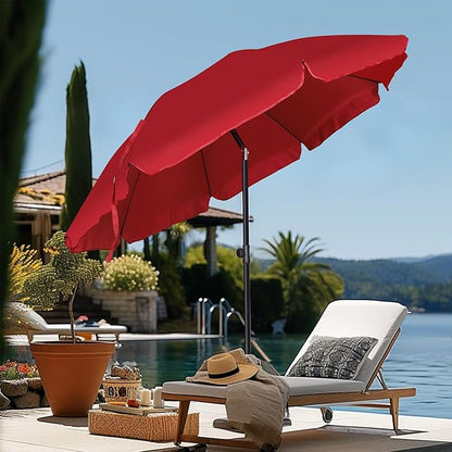 Blissun 6.5ft Patio Umbrella with Push Button Tilt & Height Adjustable, UV50+ Sun Protection with Sturdy Fiberglass Ribs & Iron Pole, Market Umbrella for Outdoor Table Garden Backyard Beach