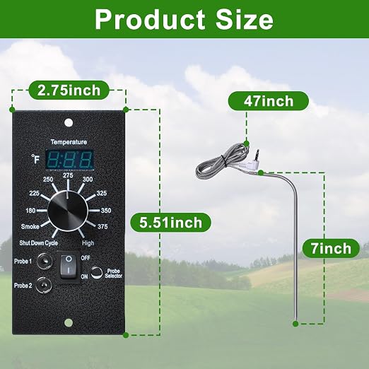 Digital Thermostat Kit Compatible with Traeger Pro Series Pellet Grills | Pro 34 20 22 Series Replacement Parts, Thermometer Control Panel, Dual Meat Probe BAC365, Temperature Controller Upgrade