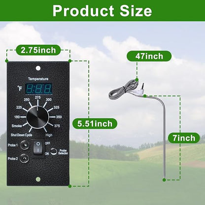 Digital Thermostat Kit Compatible with Traeger Pro Series Pellet Grills | Pro 34 20 22 Series Replacement Parts, Thermometer Control Panel, Dual Meat Probe BAC365, Temperature Controller Upgrade