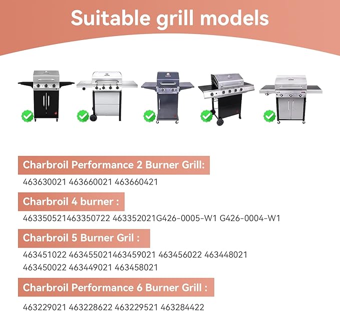 463448021 Cast Iron Cooking Grates for Charbroil Performance 463448021 463449021 463466522 463455021 5 Burner Grill,17 Inch Cooking Grids for Charbroil Replaces Parts G426-0004-W1 G426-0005-W1
