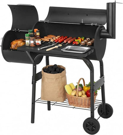 Generic Spacious Cooking Area BBQ Cooker 192 Sq. In. Cooking Space Spacious Barrel Charcoal BBQ Grill for Balcony Picnics Party & Camping