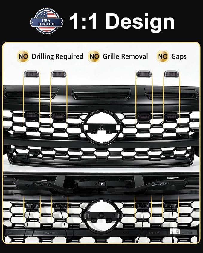 LED Front Grill Lights for Nissan Frontier 2025 2026 S SV SL, White | Frontier Raptor Grille Lights, Frontier LED Lights Upgrade, Snap-in Installation, OEM Style, Off-road Driving