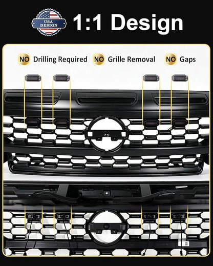 LED Front Grill Lights for Nissan Frontier 2025 2026 S SV SL, White | Frontier Raptor Grille Lights, Frontier LED Lights Upgrade, Snap-in Installation, OEM Style, Off-road Driving