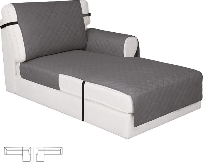 Easy-Going Reversible Couch Cover, Chaise Lounge, Gray/Gray | Machine Washable Slipcover For Dogs, Water Resistant Furniture Mat For Living Room, Non-Slip Sofa Cover, Pet Friendly