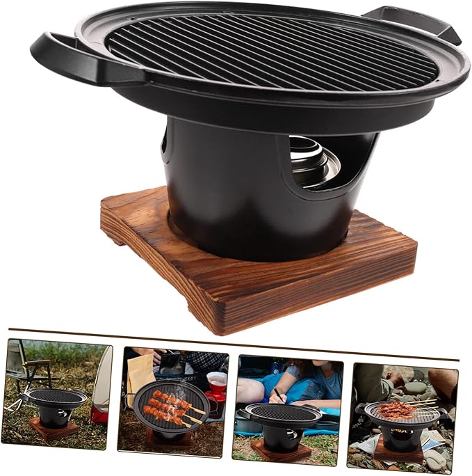 Joebo 1 Set Mini Rotisserie Indoor Charcoal Grill Indoor Outdoor Grill Portable Charcoal Grill Outdoor Grill Pan Roaster Portable Grill Outdoor Cooking Accessories Grilling Accessories, Black