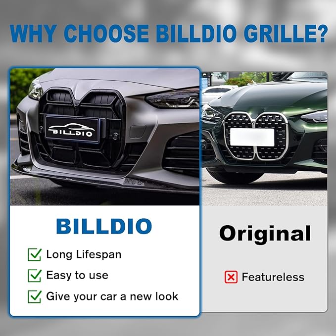 G22 Grille - Black Kidney Single slats Grill Compatible With BMW 4 Series G22/G23 2021-2024 430i M440i ABS Gloss Black Kidney Grill