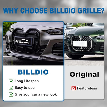 G22 Grille - Black Kidney Single slats Grill Compatible With BMW 4 Series G22/G23 2021-2024 430i M440i ABS Gloss Black Kidney Grill