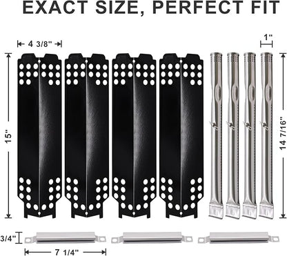Grill Replacement Parts for Charbroil 4 Burner 463436215, 463439915, 463436213, 463436214, G432-001N-W1, 16 7/8" Cast Iron Grill Grates, Burner Tubes, Heat Plates, Carryover Tubes, Igniters.